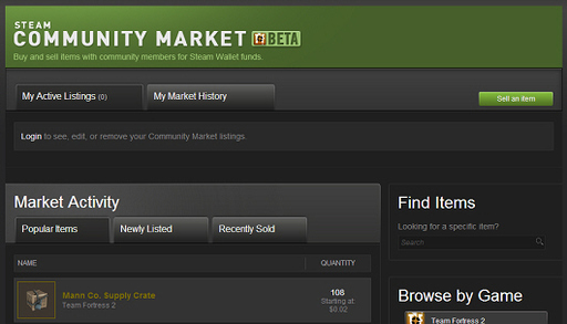 Valve запустила бету аукциона Steam Community Market